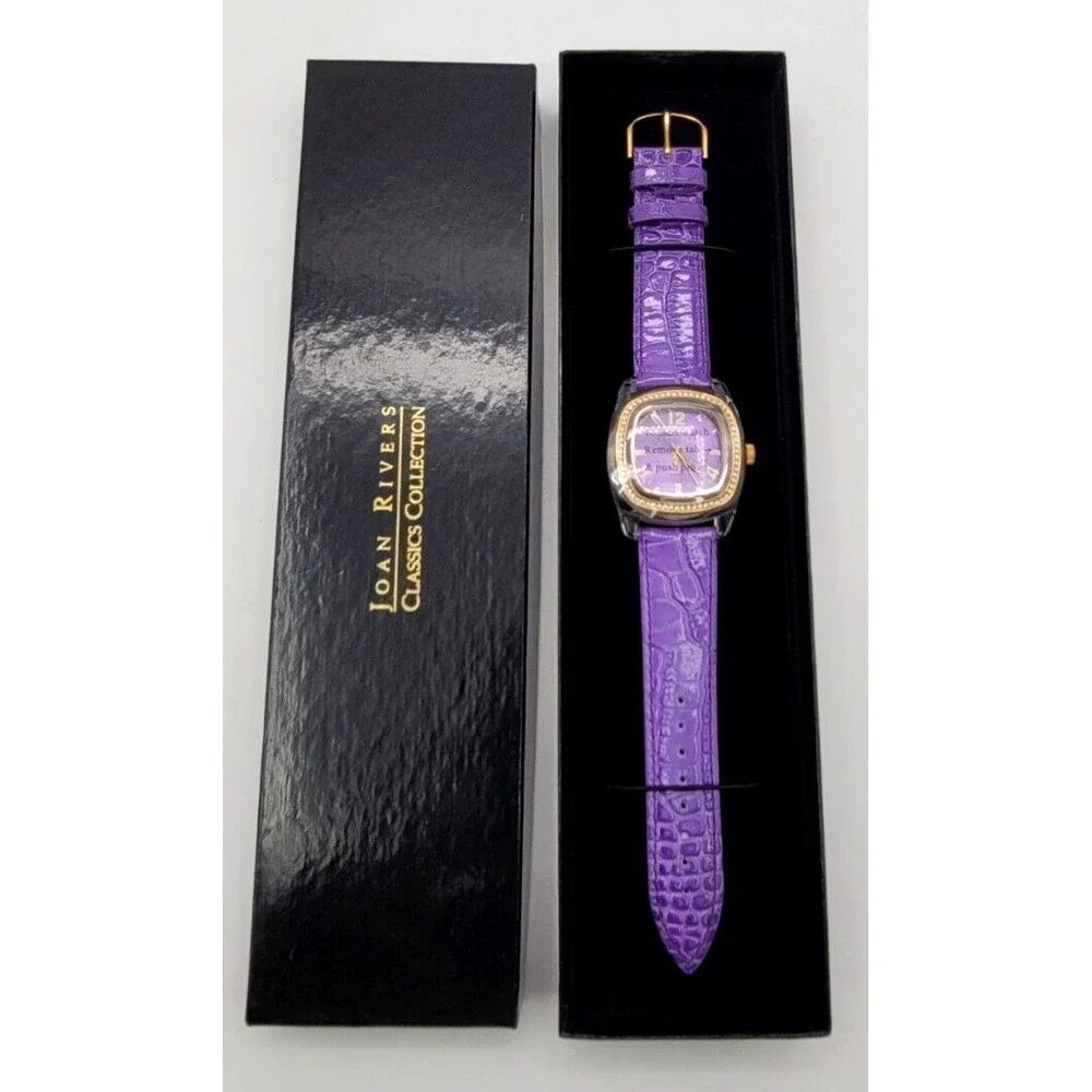JOAN RIVERS PURPLE  Band‎  WATCH CLEAR CRYSTALS NEW IN QVC BOX